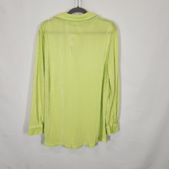 NWT Jolie & Joy‎ plisse shirt in lime green co-ord Size 3X - Picture 3 of 6